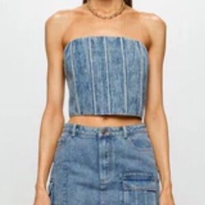 NWT Boutique Sofie the Label Denim Strapless Top